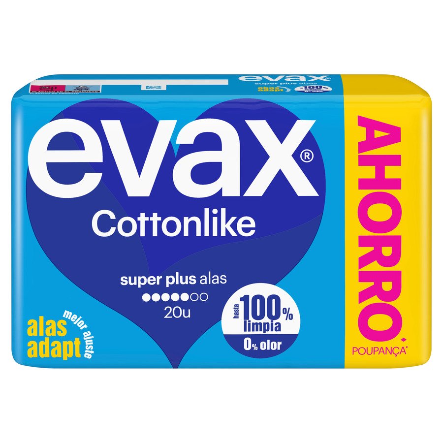 Compresas EVAX Cottonlike Super Plus alas 20 unidades