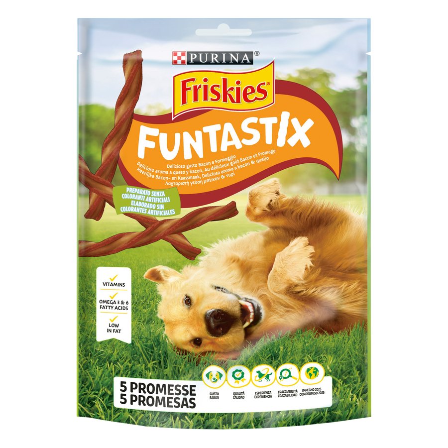 Snack perro FRISKIES Funtastix bacon/queso 175 g