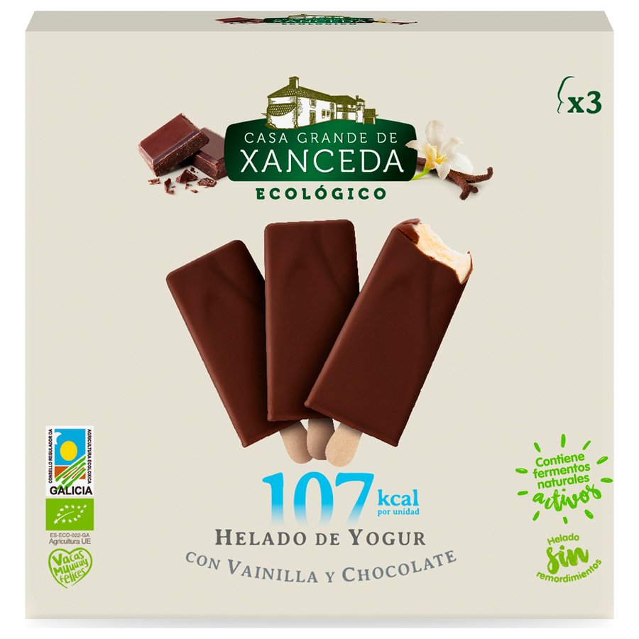 Helado bombón yogur eco con vainilla CASA GRANDE DE XANCEDA pack 3x52 g
