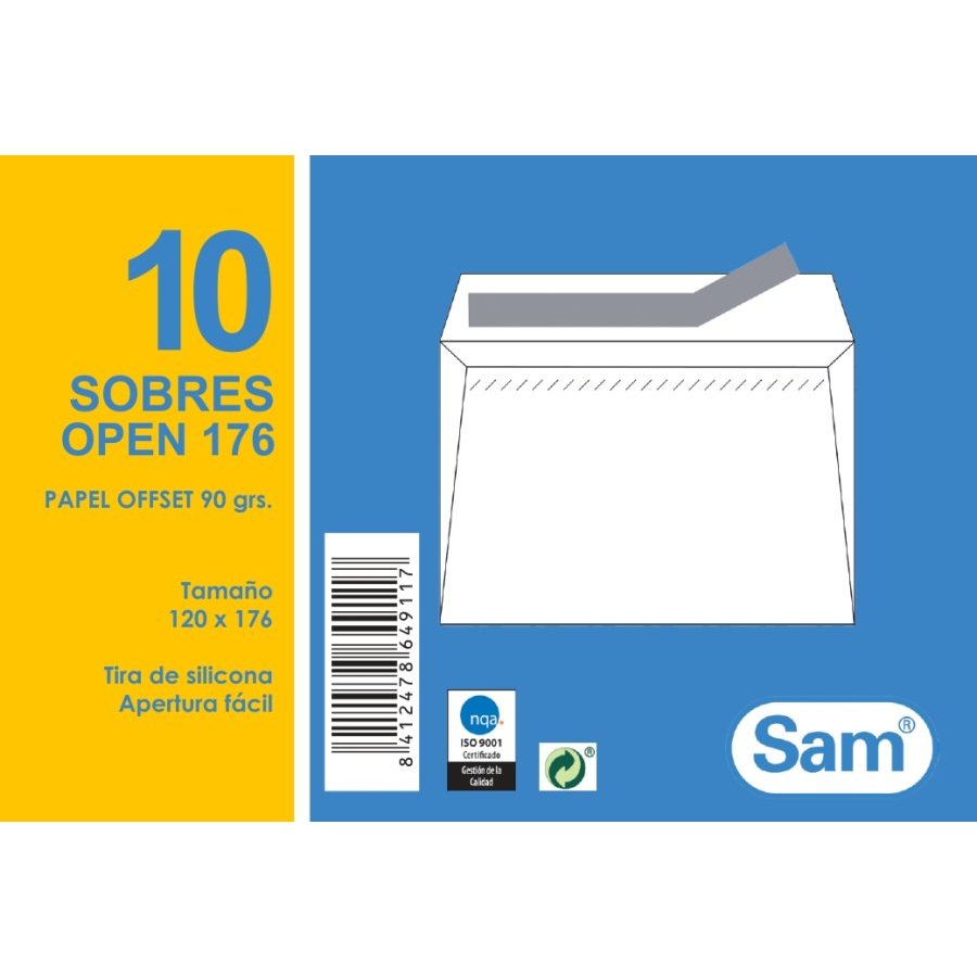 Sobres autoadhesivos 120x176 SAM 10 unidades