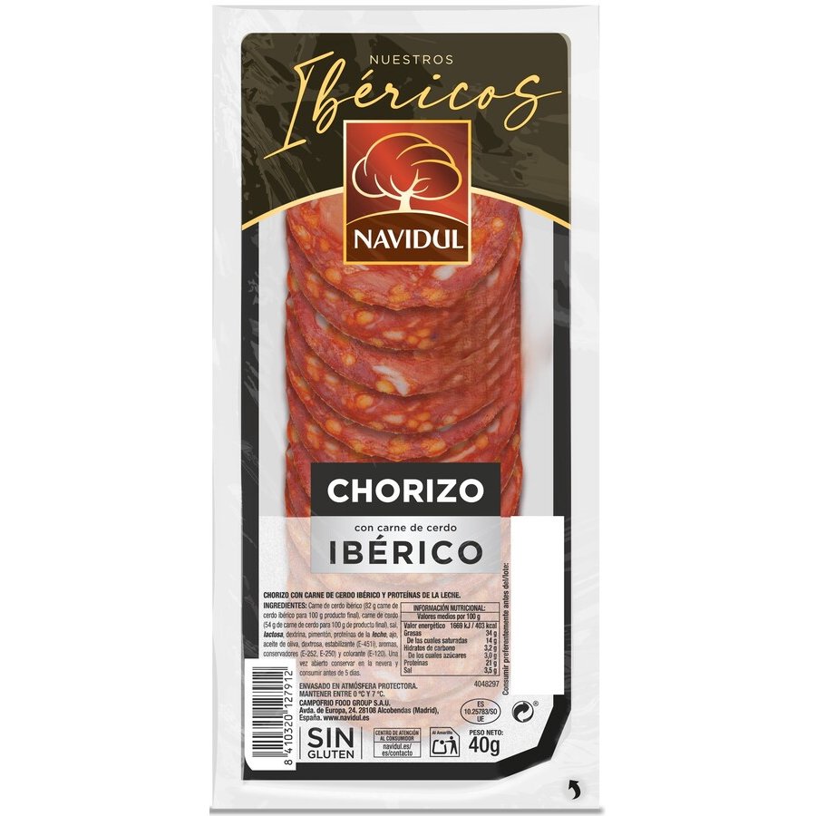 Chorizo ibérico NAVIDUL lonchas 40 g