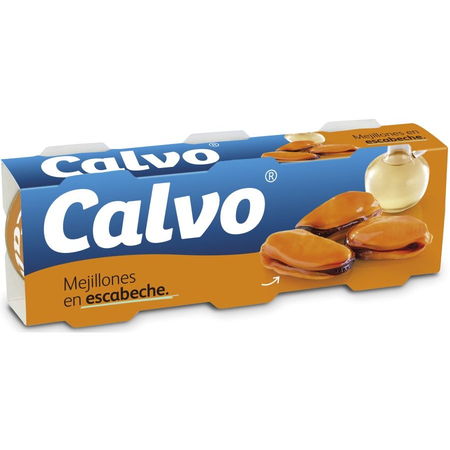 Mejillones CALVO en escabeche pack 3x80 g pn.