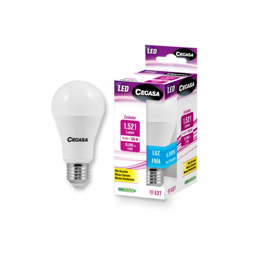 Bombilla CEGASA LED estándar 14,5W E27 luz fría