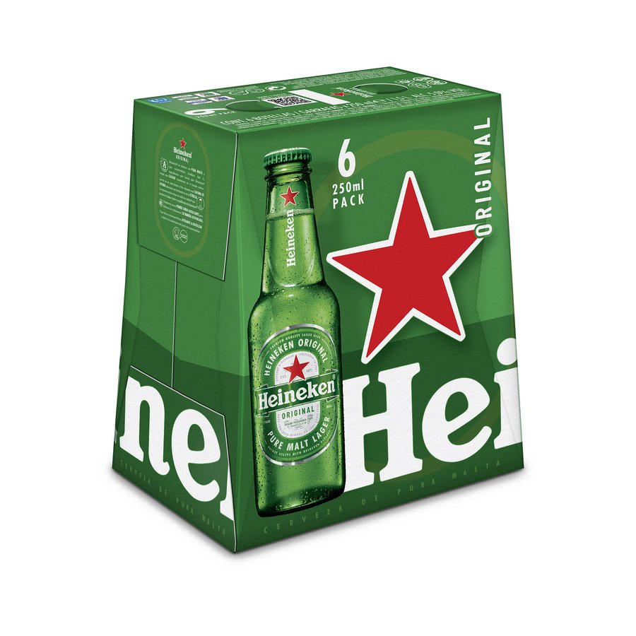 Cerveza holandesa HEINEKEN pack 6x25 cl