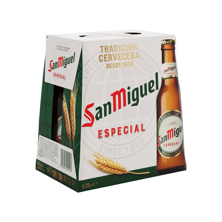 Cerveza SAN MIGUEL botellín pack 6x25 cl