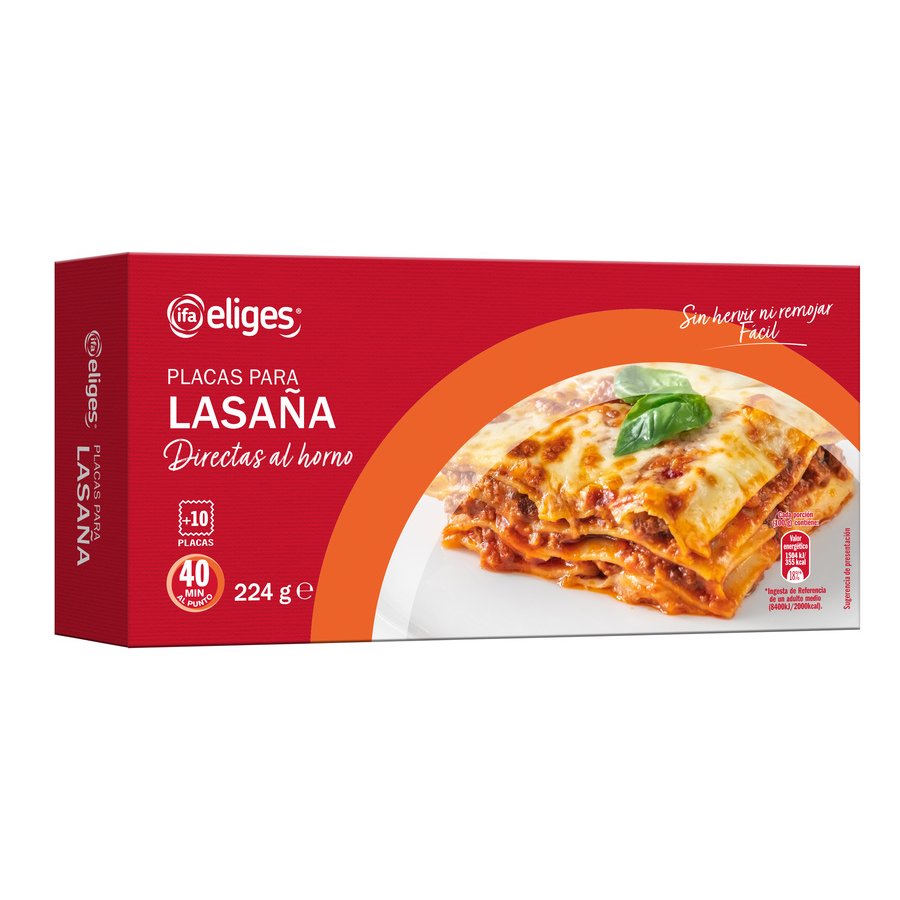 Placas lasaña IFA ELIGES 10 unidades 224 g