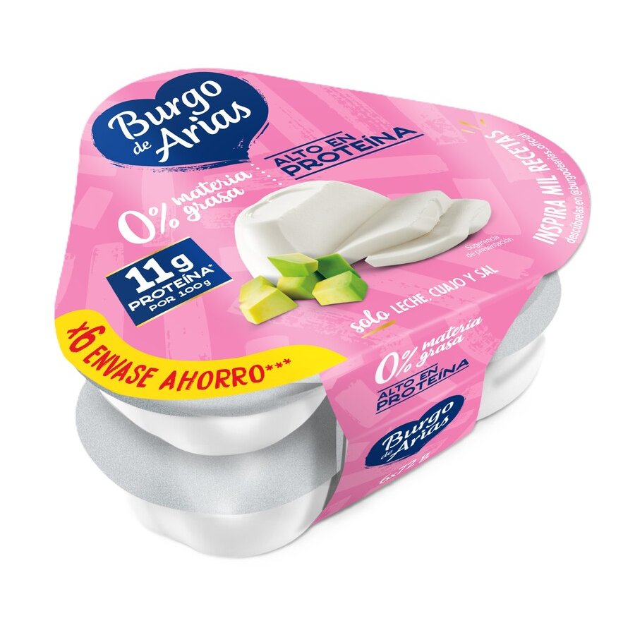 Queso BURGO ARIAS mini 0% pack 6x72 g
