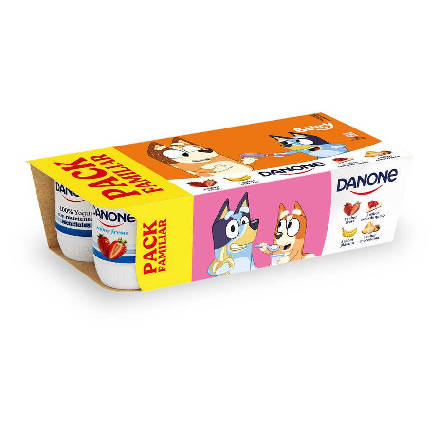 Yogur DANONE fresa plátano macedonia tarta de queso pack 8x120 g