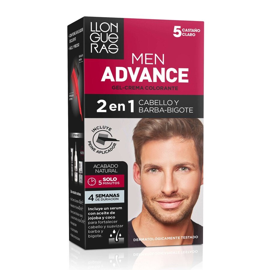 Gel-crema colorante LLONGUERAS Men Advance 5 castaño claro