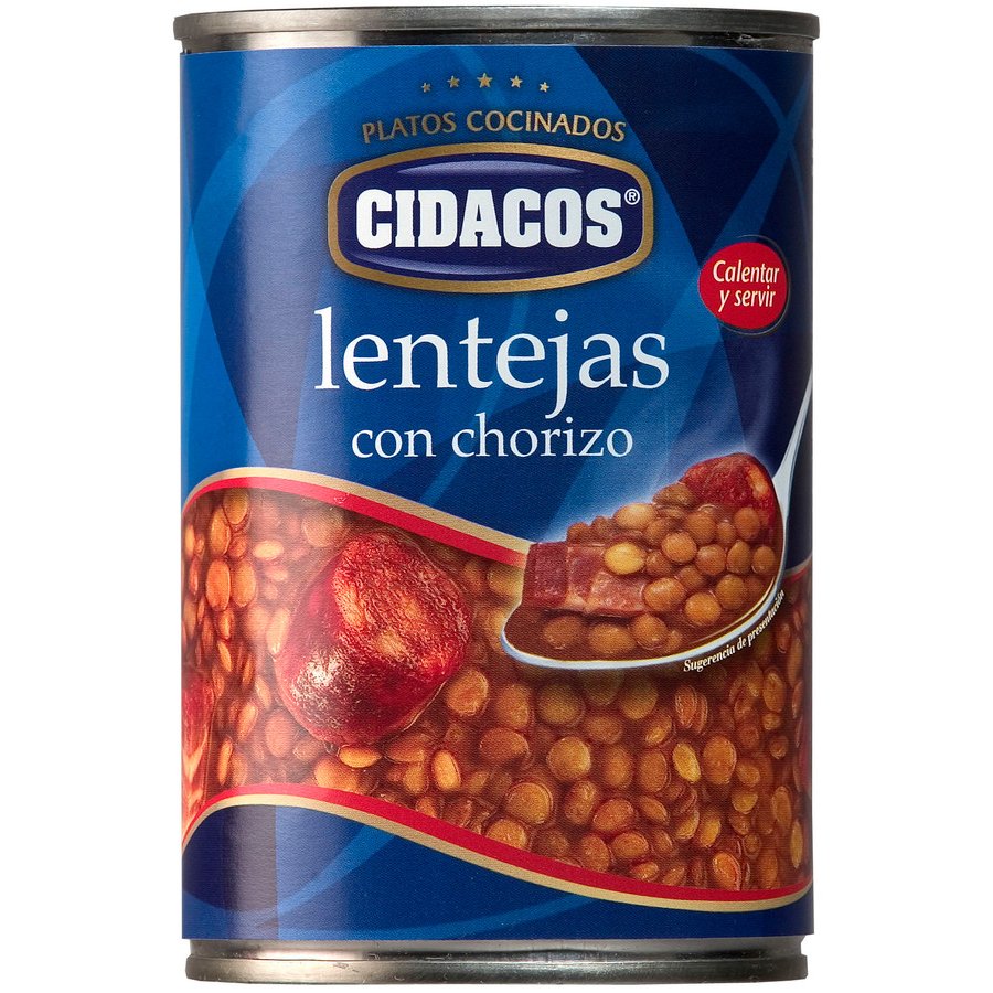 Lentejas con chorizo CIDACOS bote 420 g pn.
