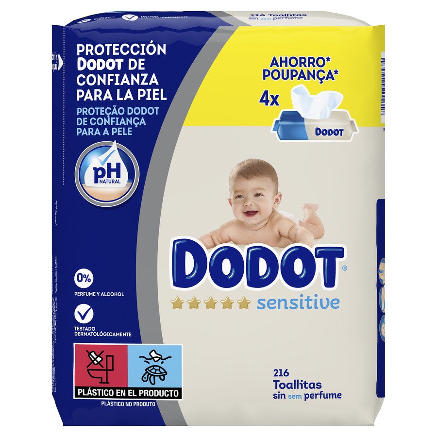 Toallitas DODOT Sensitive recambio quatropack 216 unidades