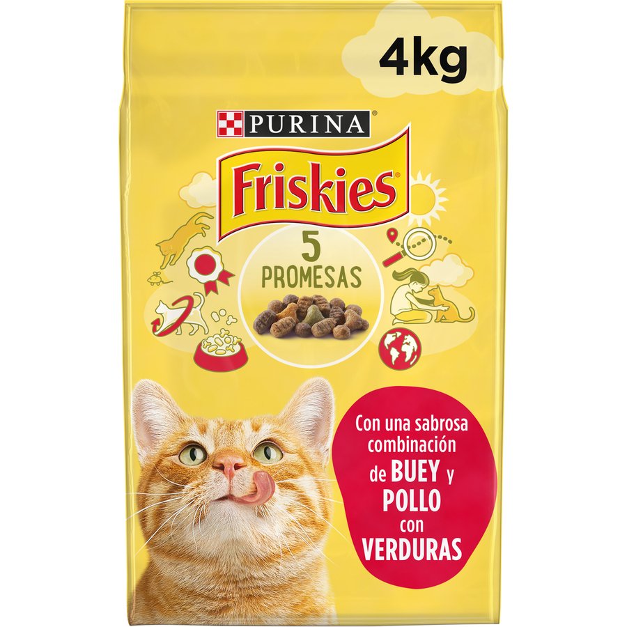 Alimento gato PURINA FRISKIES buey pollo y verduras 4 kg