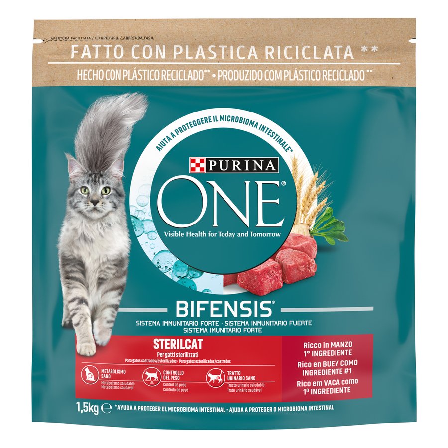 Alimento gato PURINA ONE esterilizado buey 1,5 kg