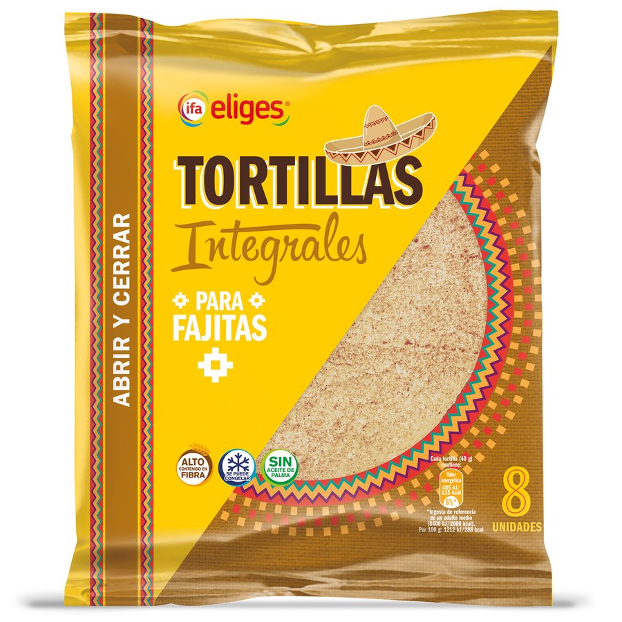 Tortillas integrales para fajitas IFA ELIGES 8 unidades 320 g