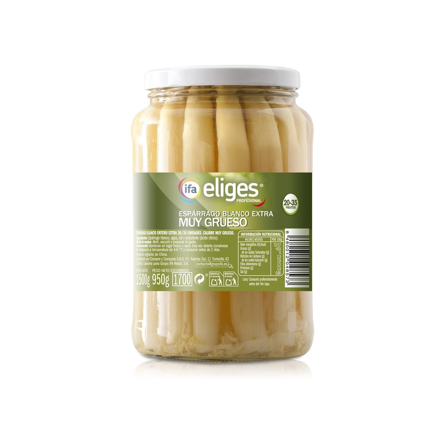 Espárrago blanco IFA ELIGES 20/35 frasco 950 g.pne