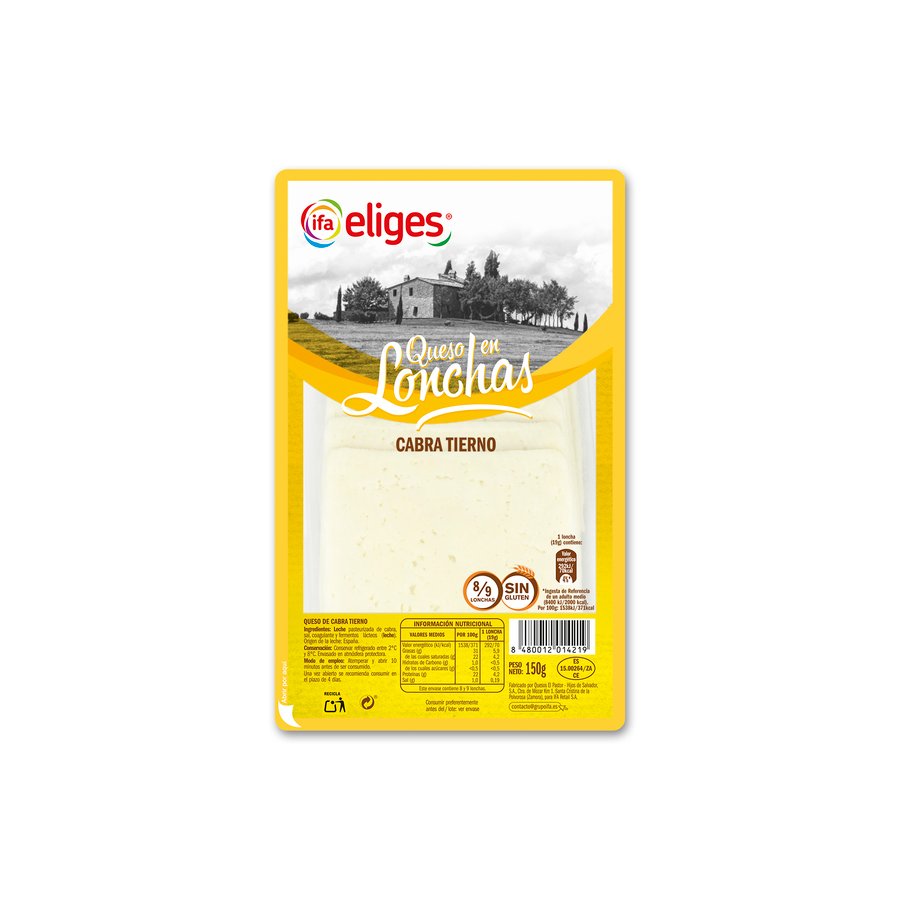 Queso cabra tierno IFA ELIGES lonchas 150 g