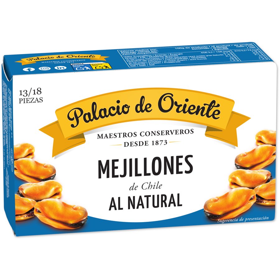 Mejillones Chile al natural PALACIO DE ORIENTE 13/18 68 g PNE
