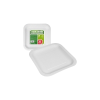 Bolsa 10 Plato cuadrado cartón blanco llano 23 cm