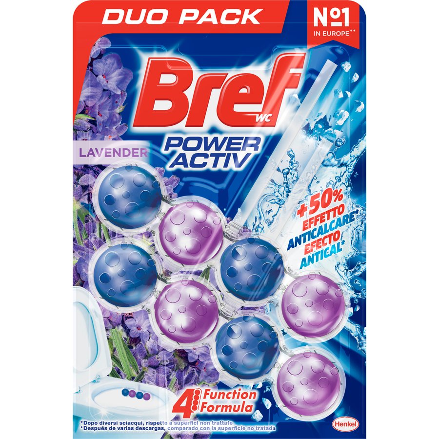 Limpiainodoro BREF WC Power Activ lavanda 2 colgadores