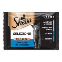 Alimento para gato SHEBA selección peixes en salsa 4x85 g