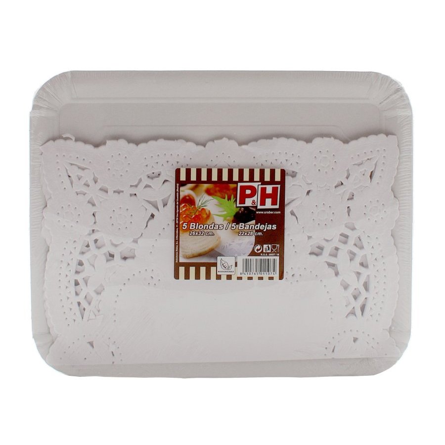 Blonda 26x32 bandeja 22x28 cm 5 y 5 unidades P&H
