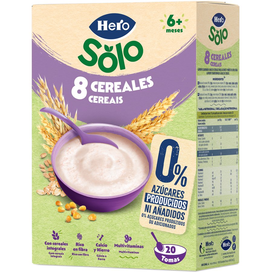 Papilla HERO BABY 8 cereales estuche 340 g