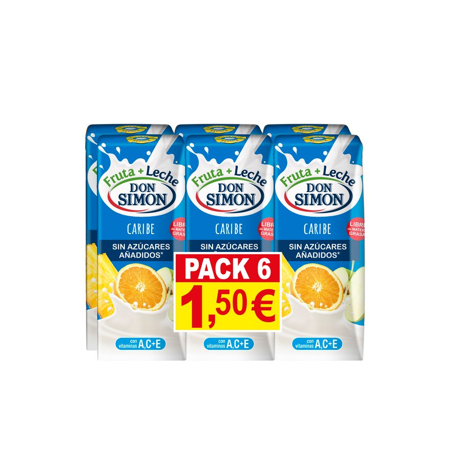 Bebida fruta y leche DON SIMON Caribe Zero pack 6 x 200 ml