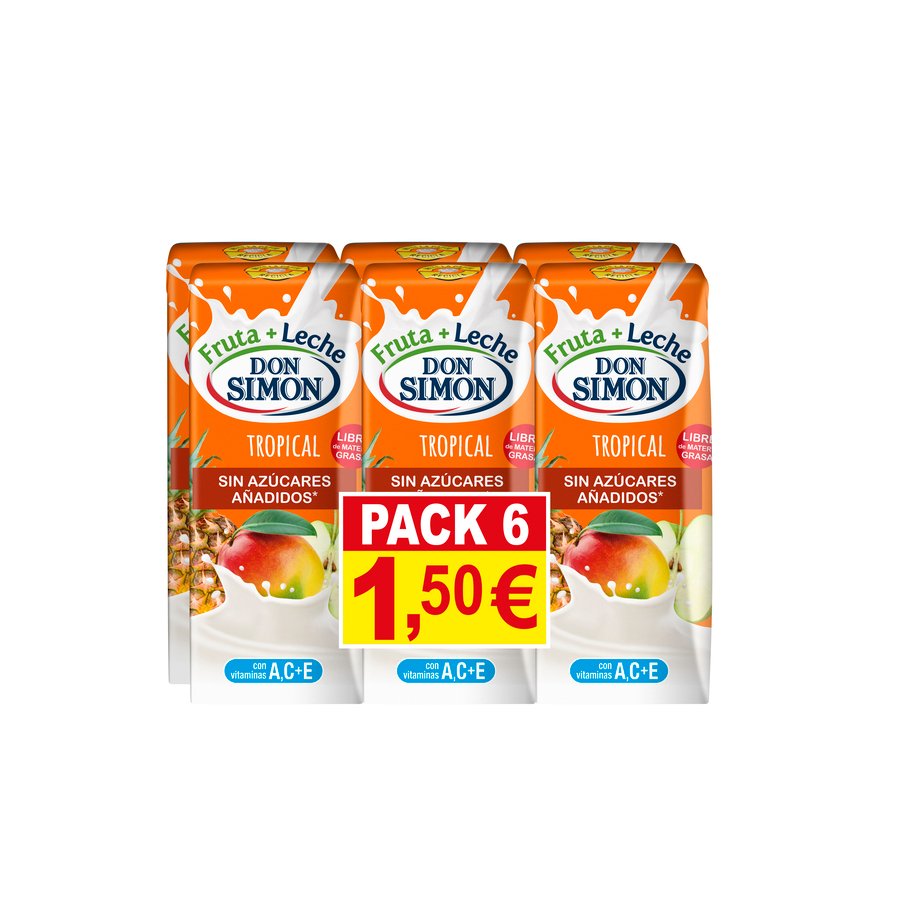 Fruta y leche DON SIMON Tropical Zero pack 6x200 ml