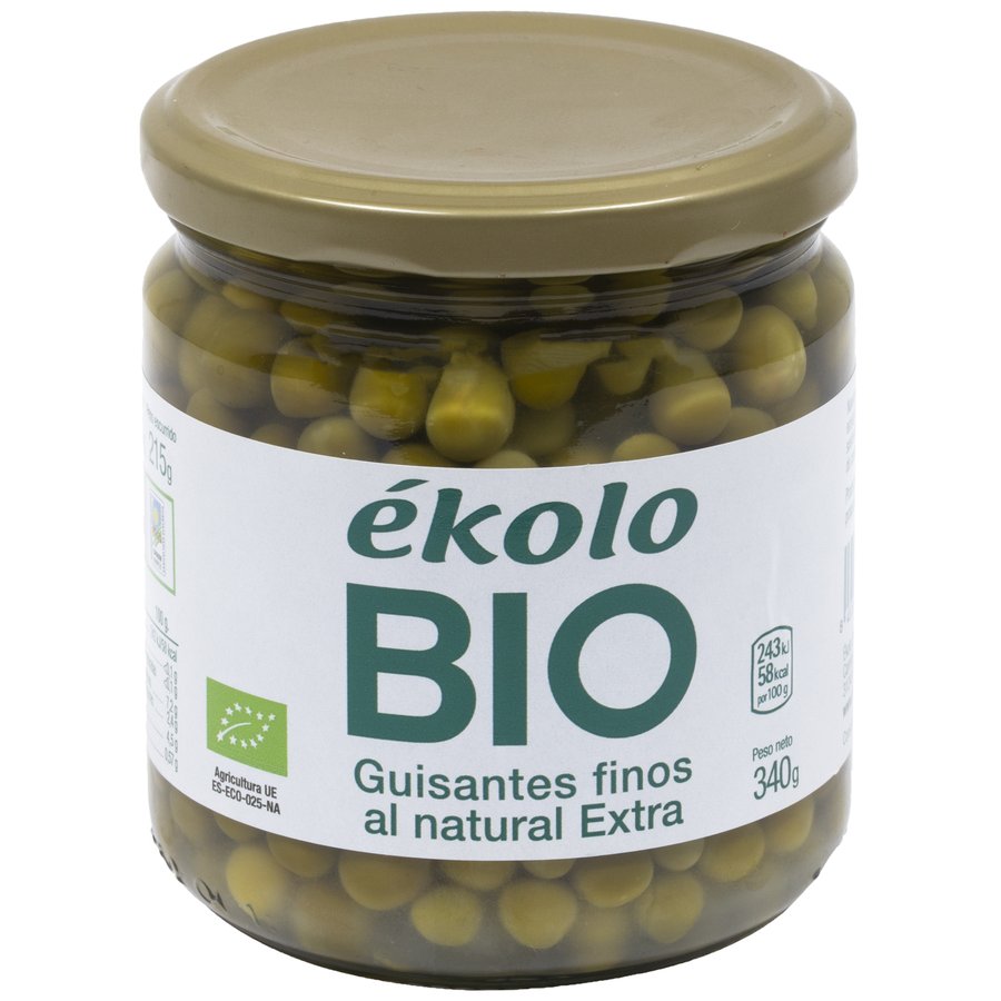 Guisantes EKOLO al natural Bio frasco 215 g pne.