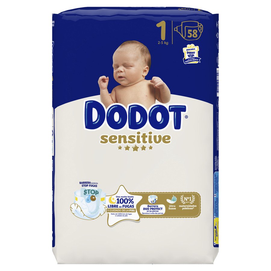 Pañal DODOT sensitive T1 2-5 KG 58 unidades