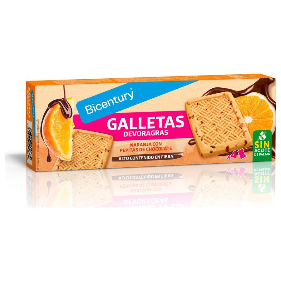 Galletas BICENTURY Devoragras naranja-chocolate 160 g