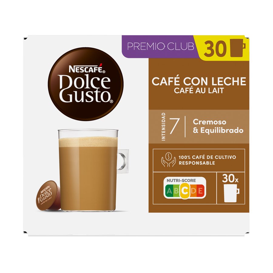 Café cápsulas Nescafé DOLCE GUSTO Café con leche 30 unidades