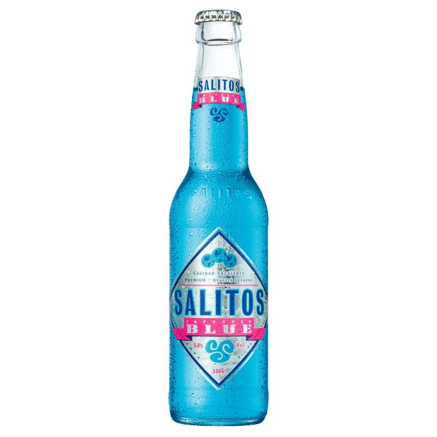 Bebida refrescante con alcohol SALITOS BLUE botella 33 cl