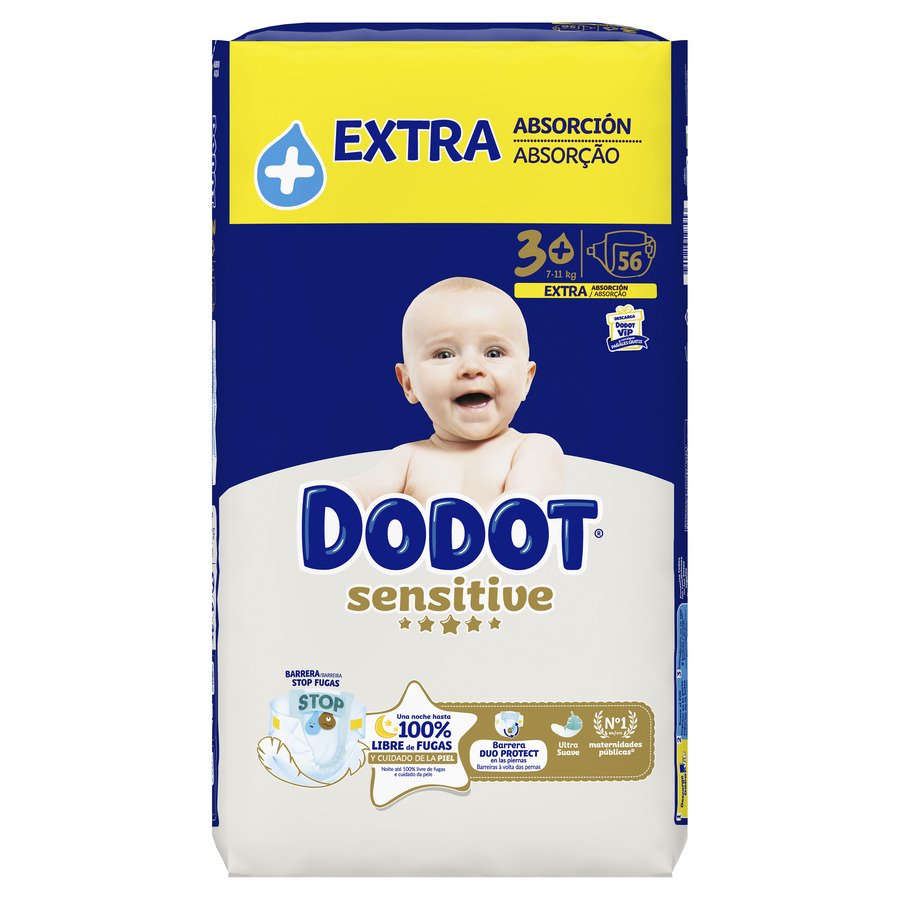 Pañal DODOT Sensitive Extra T3 7-11 kg 56 unidades