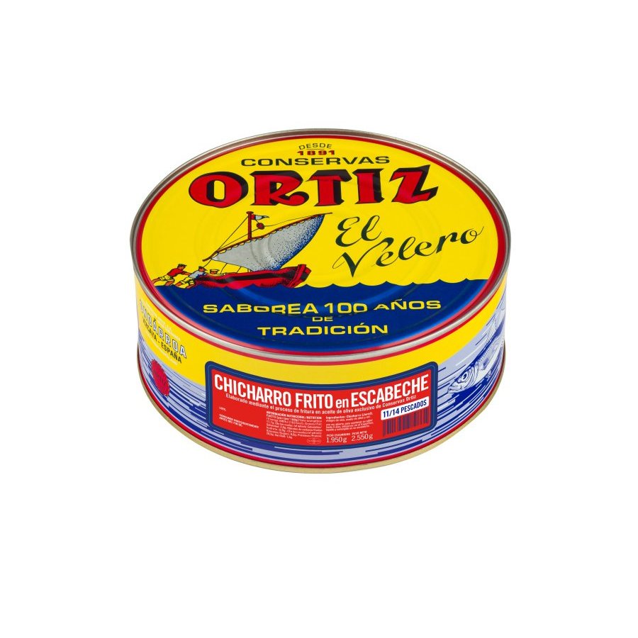 Chicharro frito en escabeche ORTIZ 11/14 piezas 2550 g pn.