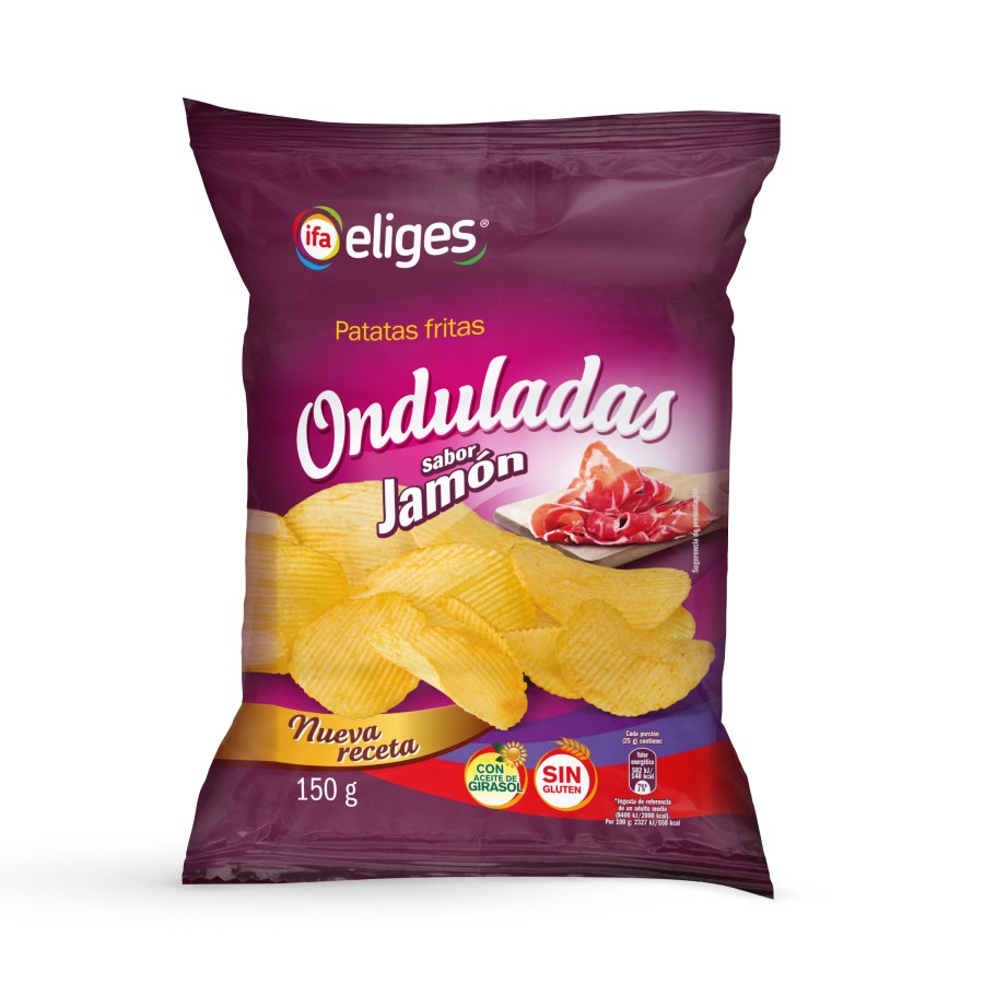 Patatas fritas IFA ELIGES onduladas jamón 150 g