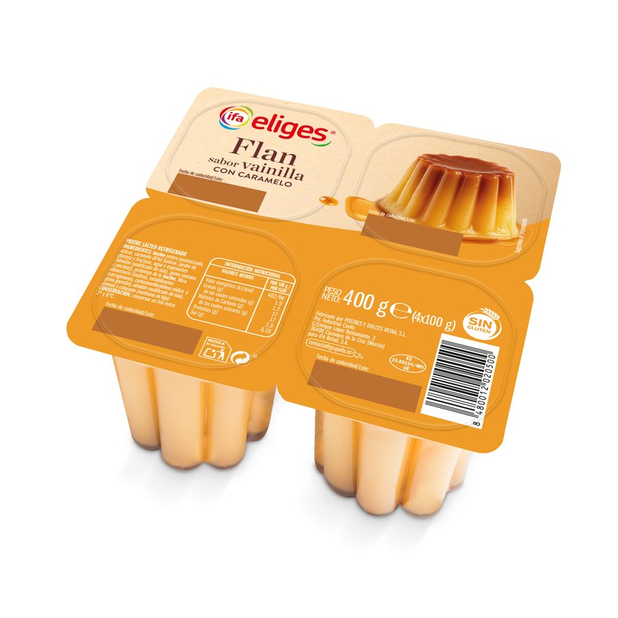 Flan vainilla IFA ELIGES pack 4X100 g
