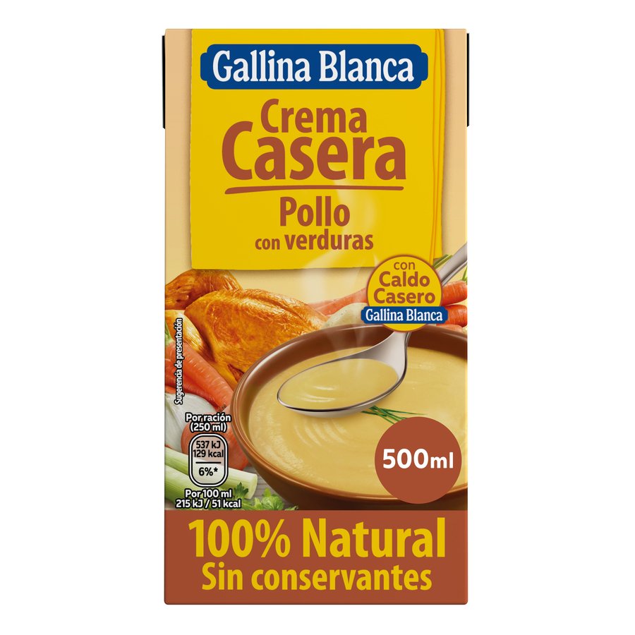 Crema casera pollo con verduras GALLINA BLANCA 500 ml