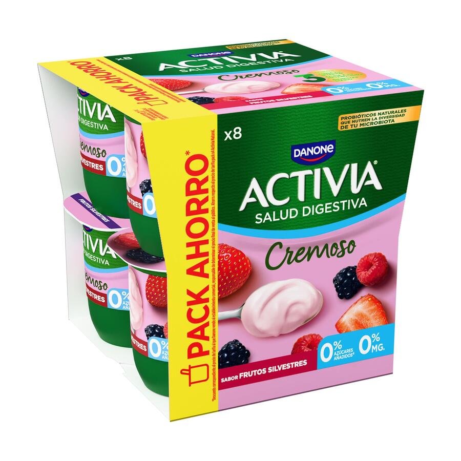 Bífidus ACTIVIA DANONE cremoso 0% frutos silvestres pack 8X120 g