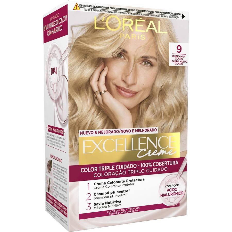 Imagen de Crema color L'ORÉAL Excellence rubio claro claro 9