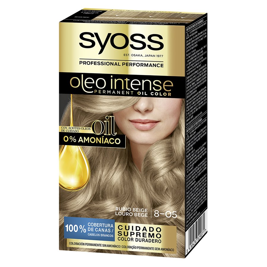 Tinte permanente sin amoníaco SYOSS rubio beige 8-05