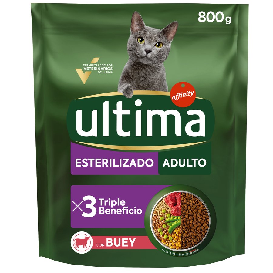 Alimento gato adulto esterilizado ULTIMA buey 800 g