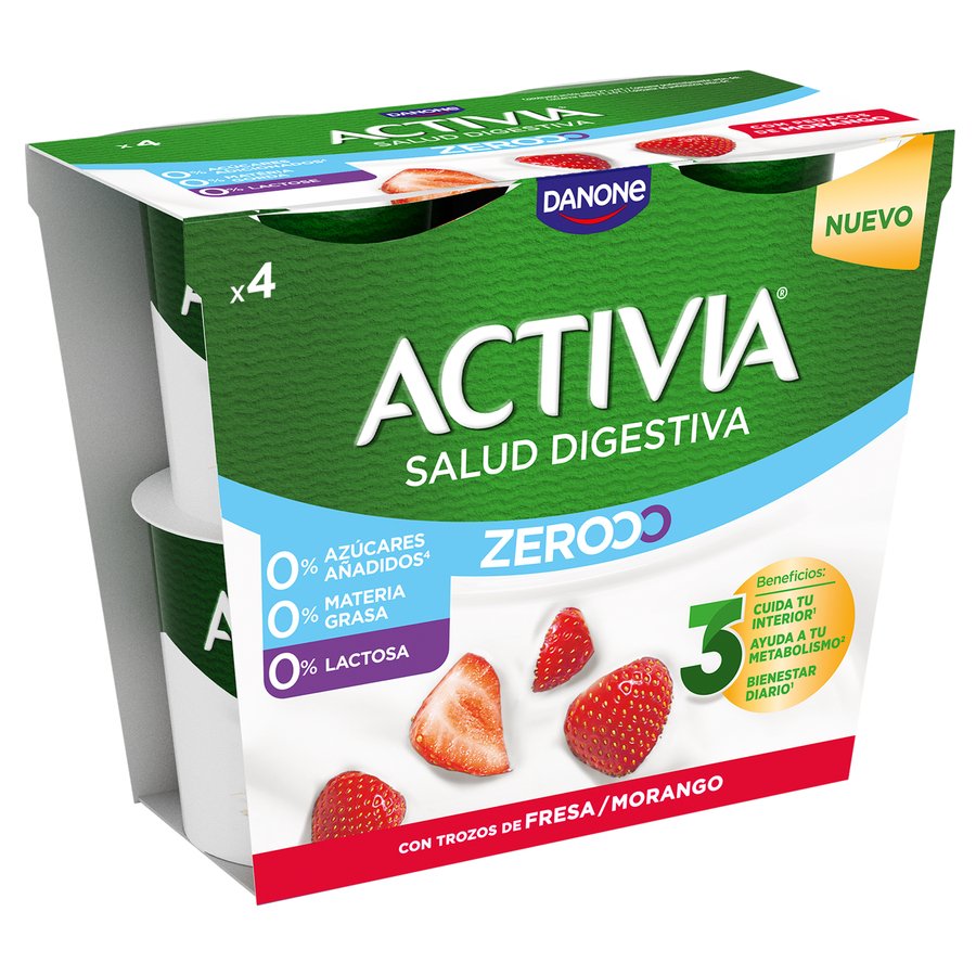 Bífidus ACTIVIA DANONE fresa Zerooo 4x120 g