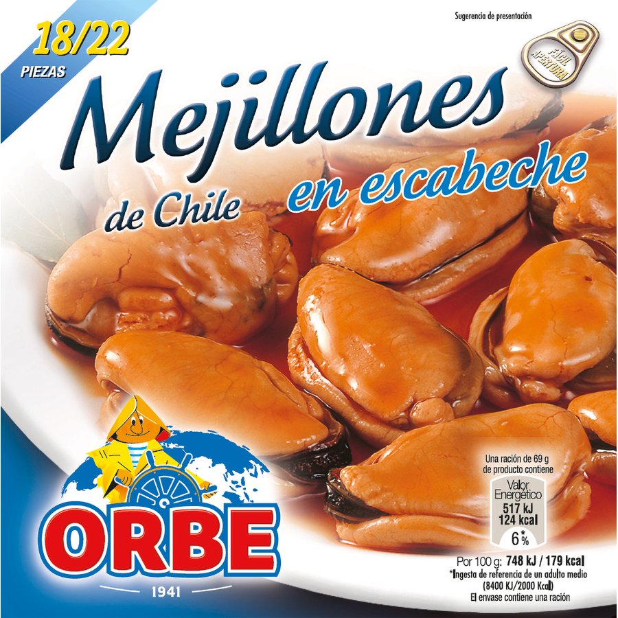 Mejillones ORBE escabeche 18/22 111 g pn