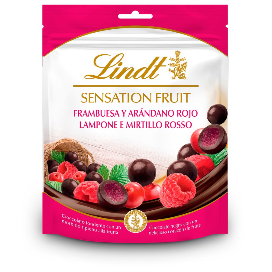 Imagen de Grageas Sensation Fruit LINDT chocolate-frambuesa-arándanos 150 g