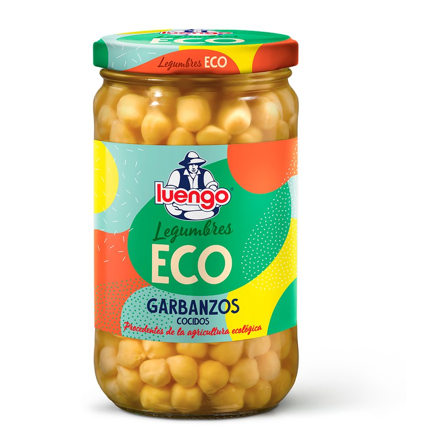 Garbanzos cocidos LUENGO ecológicos frasco 400 g pne.