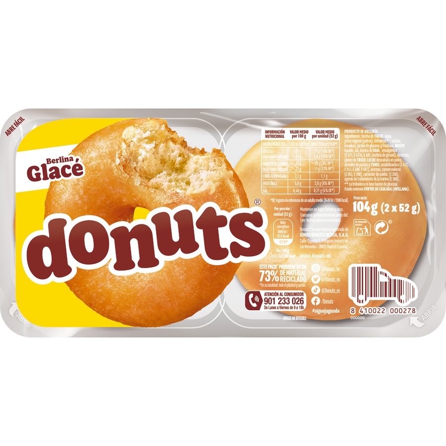 Berlinas DONUTS Glacé 2 unidades 104 g