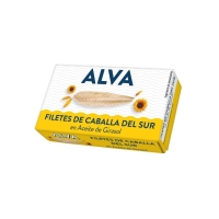 Filetes de caballa del sur ALVA en aceite de girasol 85 g pn.