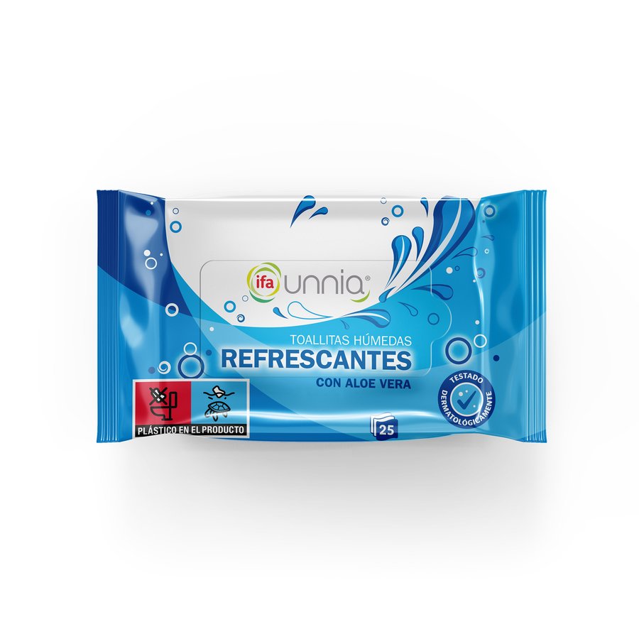 Toallitas húmedas refrescantes con pegatina IFA UNNIA 25 unidades