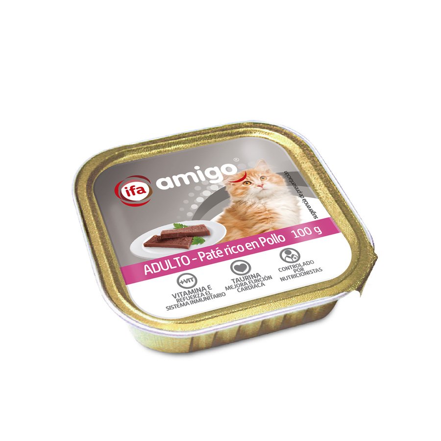 Alimento gato paté con pollo y pavo IFA AMIGO tarrina 100 g